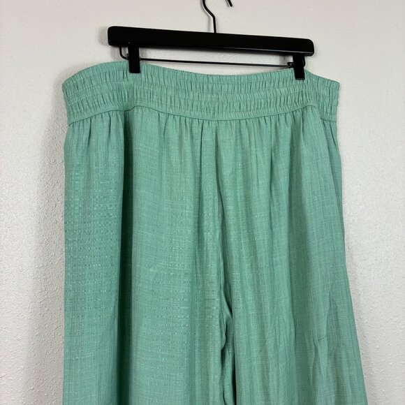 NEW Wonderly Pale Green Linen-Like Wide Leg Pants Size 2XL Summer Chic - Picture 5 of 8